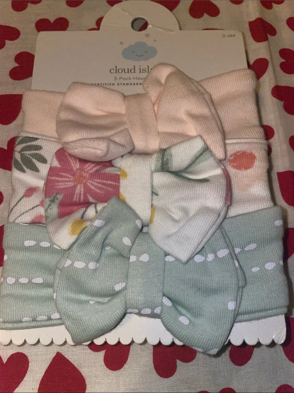 2 packs of 3 cloud island baby girl head wraps (6) (new)